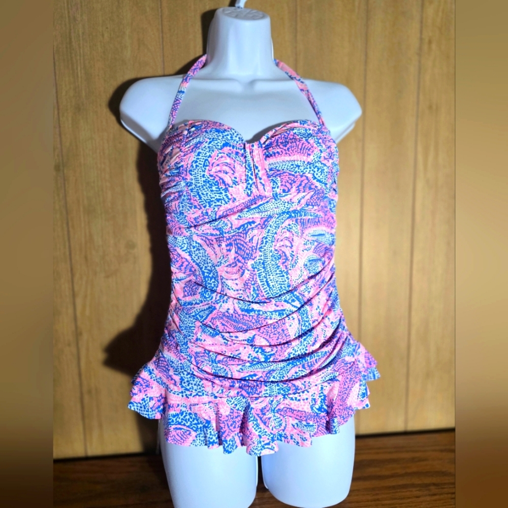 Lilly Pulitzer Ladies Swimwear - Pink and Blue Swimsuit Top